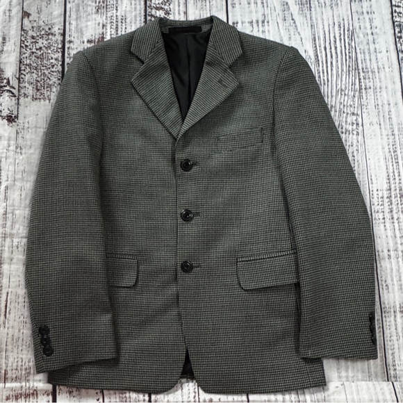 Perry Ellis Boys 10 100% Wool Houndstooth Blazer EUC - Picture 2 of 8